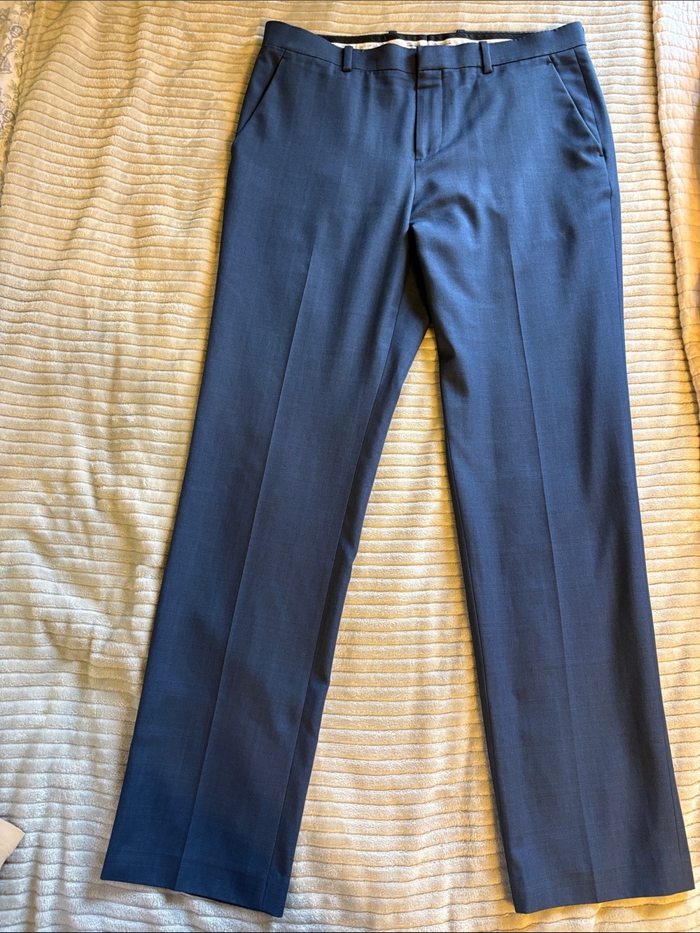 Perry Ellis Navy Blue Dress Pants - Slim Flat Front, Modern Fit 34x34 - Picture 6 of 9